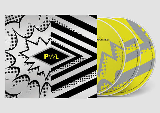 A PWL compilation CD set with pop-art style cover and yellow patterned discs.