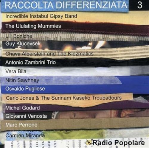 CD cover for “Raccolta Differenziata 3” featuring artist names in bands.