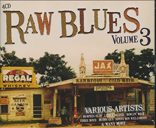 "CD cover featuring a rural bar with 'Raw Blues Volume 3' title."