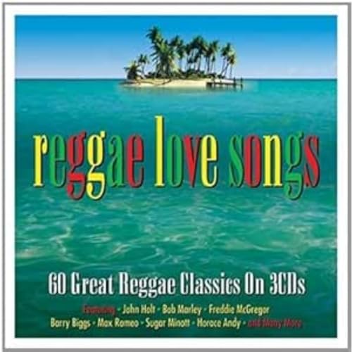 CD cover featuring a tropical island in turquoise water with Reggae Love Songs text.