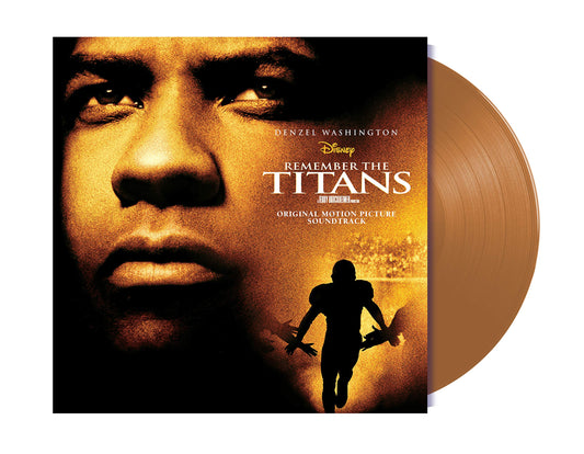 “Remember The Titans” soundtrack caramel vinyl record with Denzel Washington’s portrait.