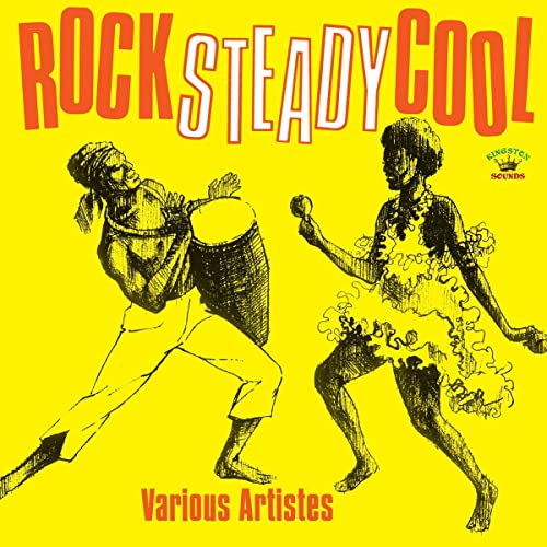 Album cover with yellow background, black line art of a drummer and dancer.