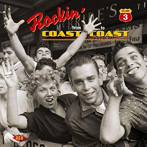 Black and white CD cover with a crowd of excited young people.
