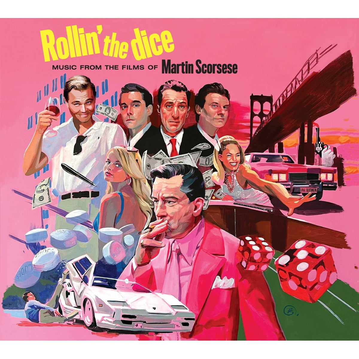 CD cover art featuring film characters and casino imagery in pink tones.