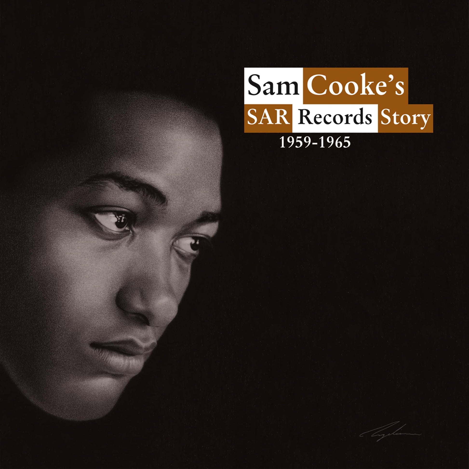 Black and white album cover featuring a portrait of Sam Cooke.