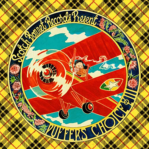 Record cover with a colorful illustration of a vintage red airplane.