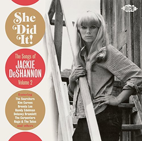 Album cover featuring a black-and-white photo of Jackie DeShannon with colorful text overlays.