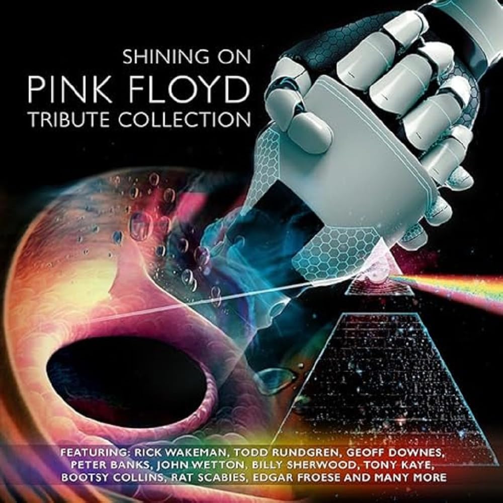 CD cover for “Shining On,” a Pink Floyd tribute collection, with robotic hand.