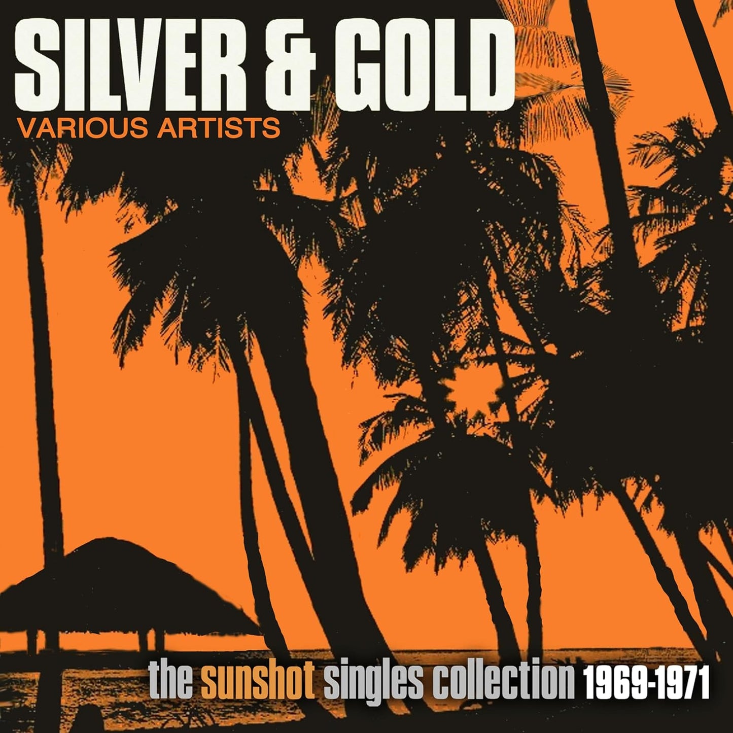 Album cover with black palm tree silhouettes against an orange background and white text.