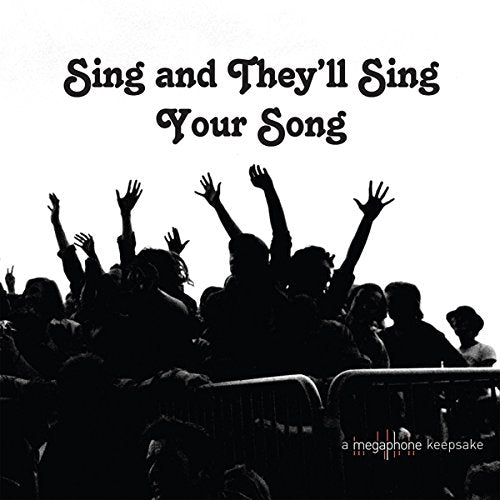 Black and white album cover with silhouetted crowd raising hands.