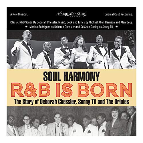 "Album cover with black and white photos of performers and title 'R&B Is Born'."