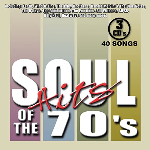 CD cover for "Soul Hits of the 70's" with bold text and stripes.