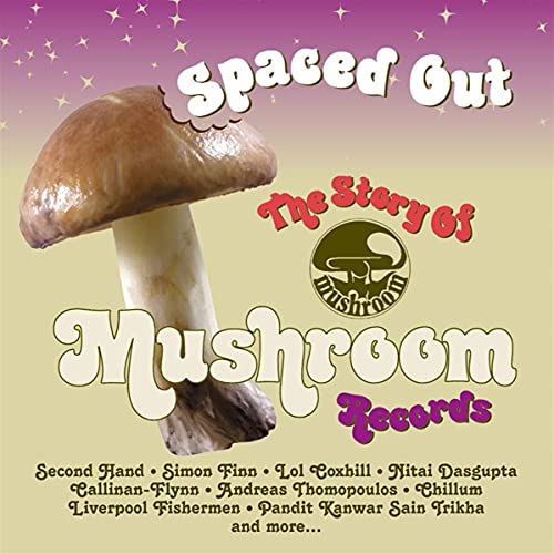 CD cover featuring a large mushroom, psychedelic text, and a list of artist names.