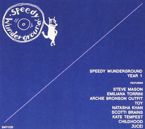 Blue CD cover with Speedy Wunderground logo, cartoon dog, and artist names.