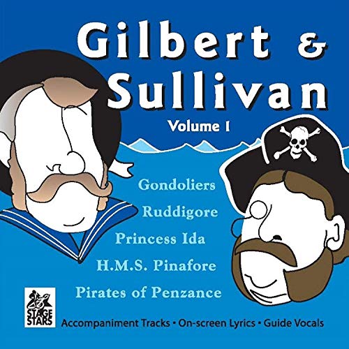 CD cover for "Gilbert & Sullivan Karaoke Backing Tracks Vol. 1" featuring cartoon characters.