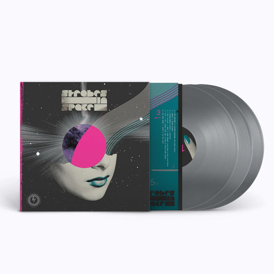Three coloured vinyl LPs in a gatefold sleeve with abstract face art.
