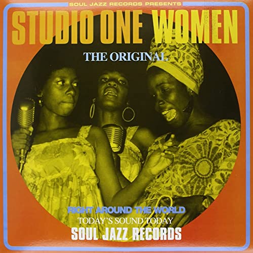 Vinyl record cover featuring three women with microphones, orange and yellow tones.