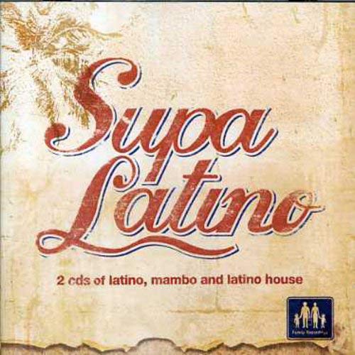 CD cover for “Supa Latino” with red script and palm fronds.