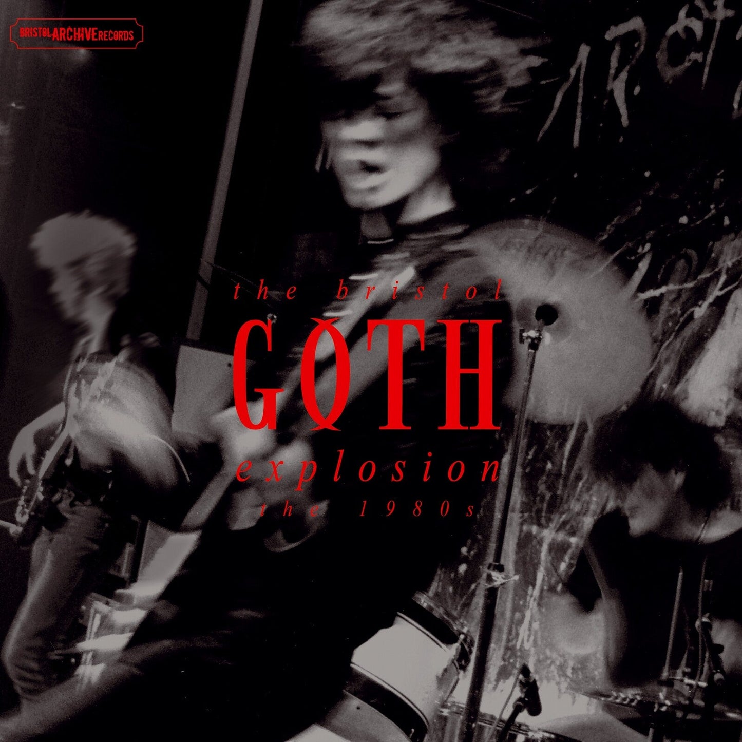 Vinyl record cover: blurred figures, red “GOTH” text, 1980s aesthetic.