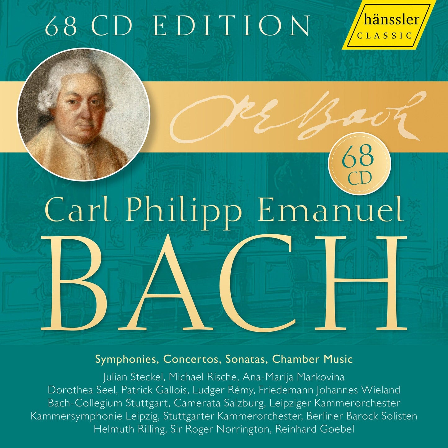 CD box set featuring portrait of composer C.P.E. Bach, 68 CDs included.