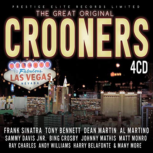 CD cover for "The Great Original Crooners" with a Las Vegas scene.