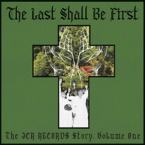 Green album cover with a cross image of hands and a garden scene.