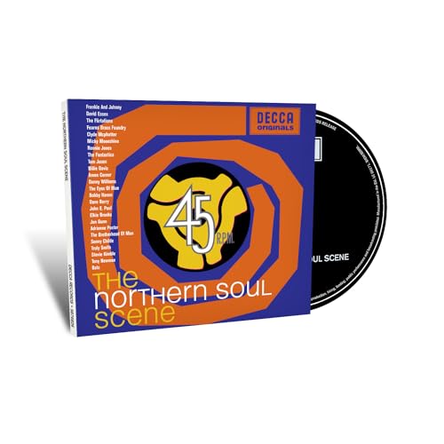 CD case for “The Northern Soul Scene” with a 45 RPM record graphic.