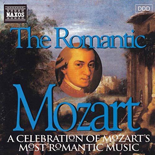 CD cover featuring a portrait of Mozart with a landscape background.