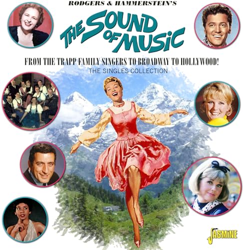 CD cover for “The Sound Of Music” featuring actors and mountains.