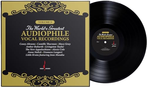 Black vinyl record and cover for “The World’s Greatest Audiophile Vocal Recordings Vol. 3.”