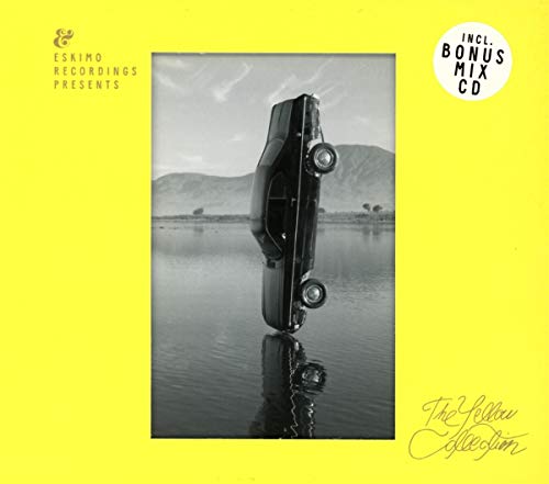 CD cover: black car partially submerged in calm water, yellow background.