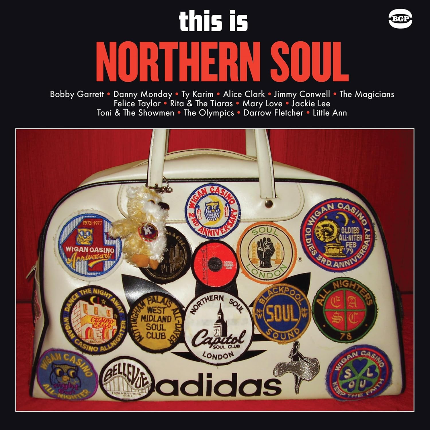 Vinyl record cover for “This Is Northern Soul” featuring badges and text.