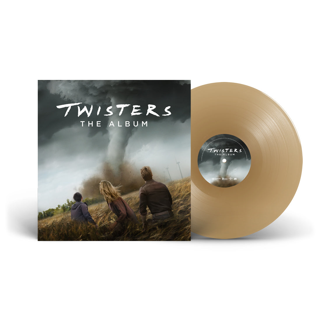 “Twisters” album cover and tan vinyl record with storm imagery.