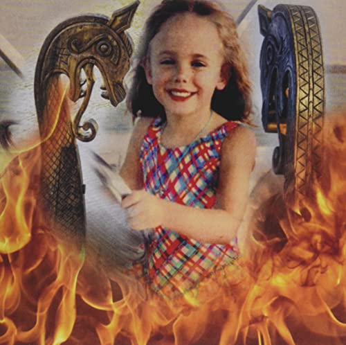 CD cover with a young girl, Viking ships, and flames.
