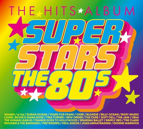 CD cover with rainbow background, bold text Superstars The 80s, and artist names below.