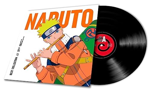 Vinyl record and cover featuring anime character Naruto in orange outfit holding a flute.