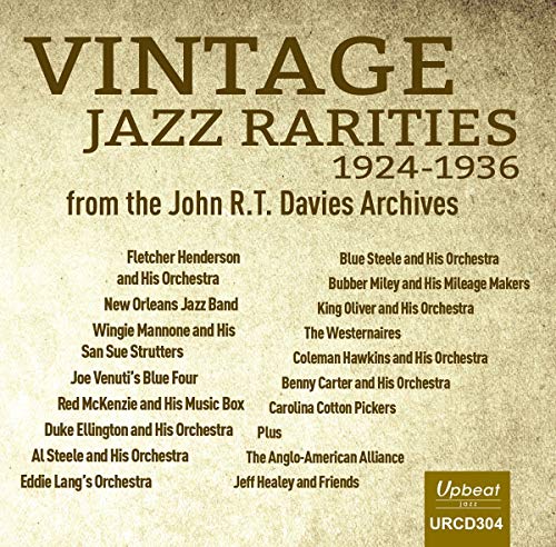 "CD cover with 'Vintage Jazz Rarities' title, artist list, and 'Upbeat' logo on beige background."