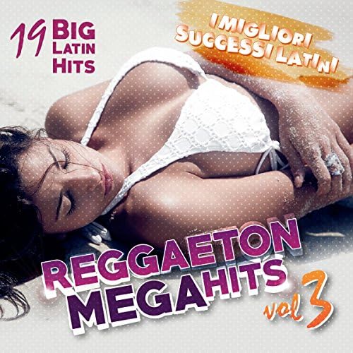 CD cover featuring a woman lying on sand with text "Reggaeton Megahits Vol. 3".