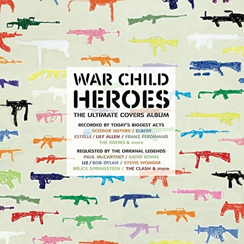 Album cover with colorful rifle silhouettes on a light background and central text overlay.