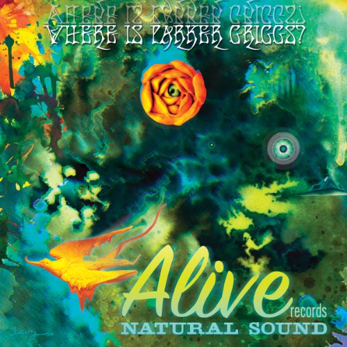 Vinyl record cover with abstract paint, a rose, and the title "Alive".