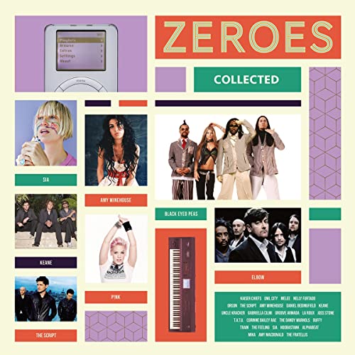 Album cover for “Zeroes Collected” featuring portraits of various musicians.