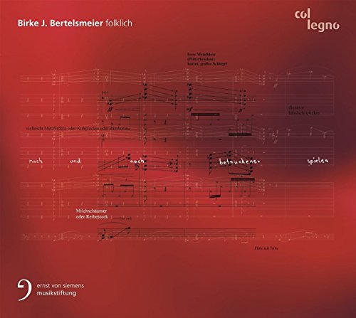CD cover for "folklich" by Birke J. Bertelsmeier, featuring musical notation.