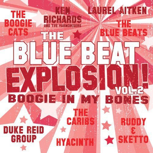 Red and white vinyl album cover with artist names and "Blue Beat Explosion Vol. 2" text.