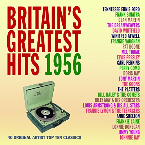 CD cover for “Britains Greatest Hits 1956” with vintage record player.