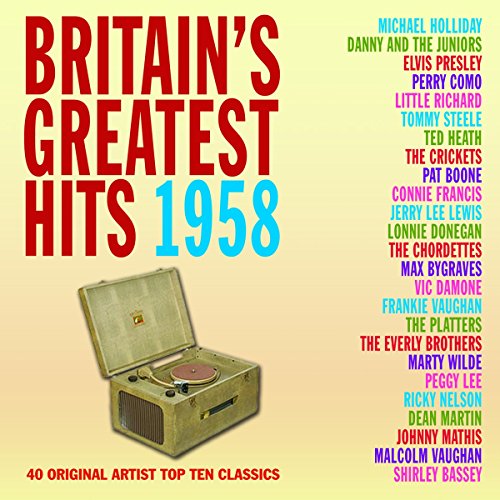 CD cover for "Britains Greatest Hits 1958" featuring a vintage record player.