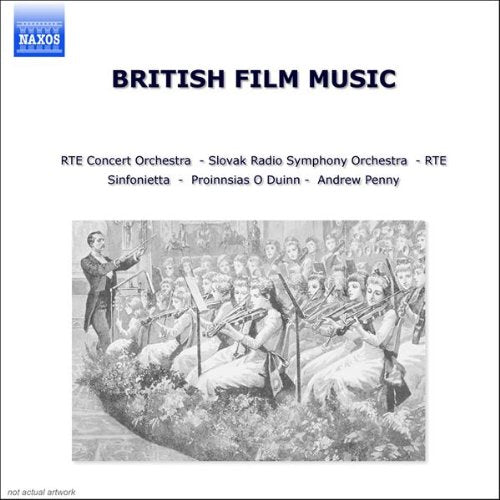 CD cover for “British Film Music” featuring a vintage orchestra illustration.