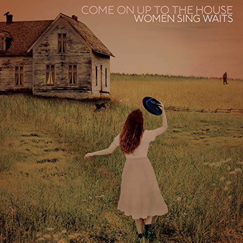 Record cover depicting a weathered house, field, and woman with a vinyl record.