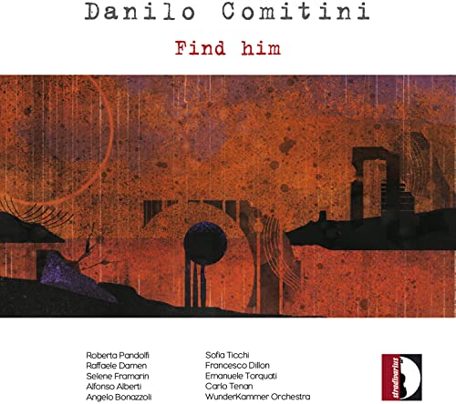 CD cover for "Find him" by Danilo Comitini, abstract red and black design.