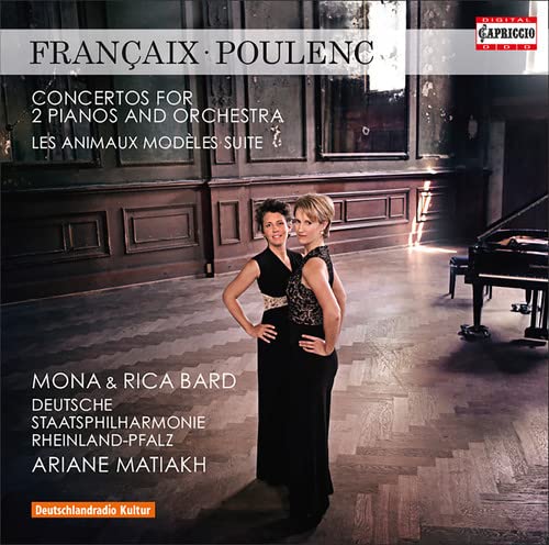 CD cover featuring two women and a grand piano in a hall.