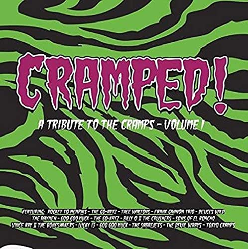 CD cover for “Cramped Volume 1,” a tribute to The Cramps, with zebra stripes.